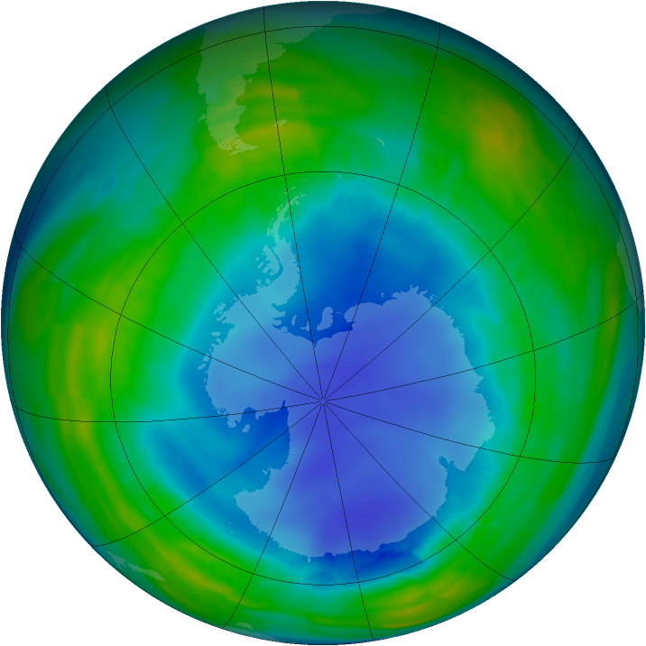 Antarctic ozone map for 08 August 2013